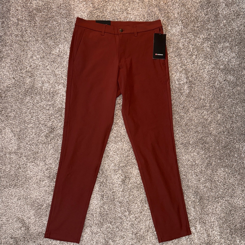Lululemon Commission Pant Slim 34W 34L Rust Warpstreme Fabric